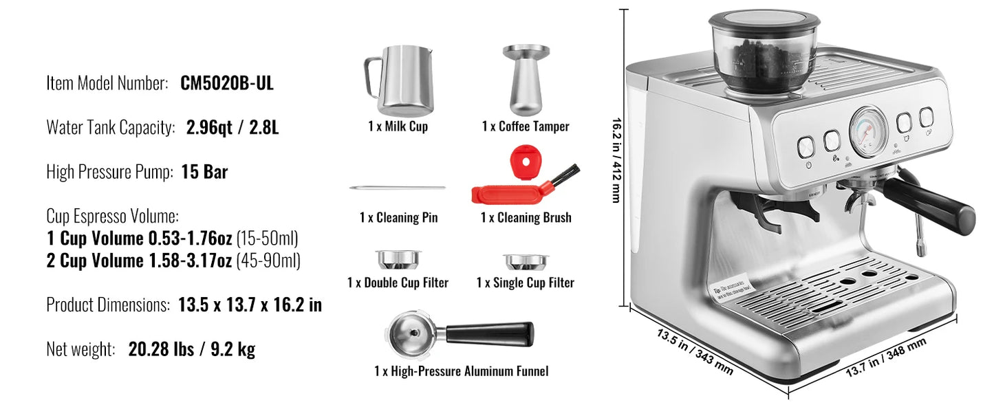 Espresso Machine With Grinder And Frother