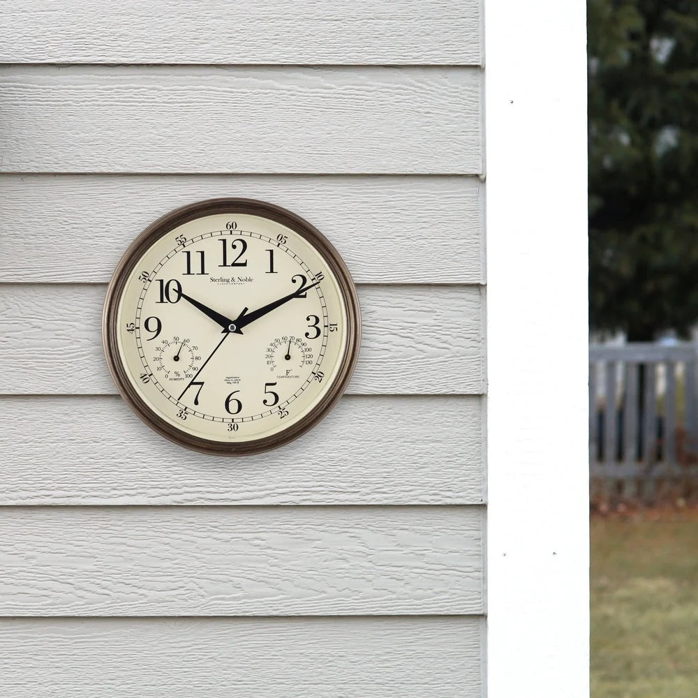 8.75 Inch Antique Bronze Indoor Outdoor Wall Clock