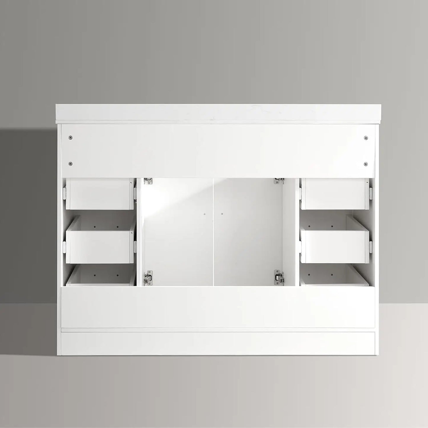 48" White Stone Top Vanity Soft Close Doors Drawers