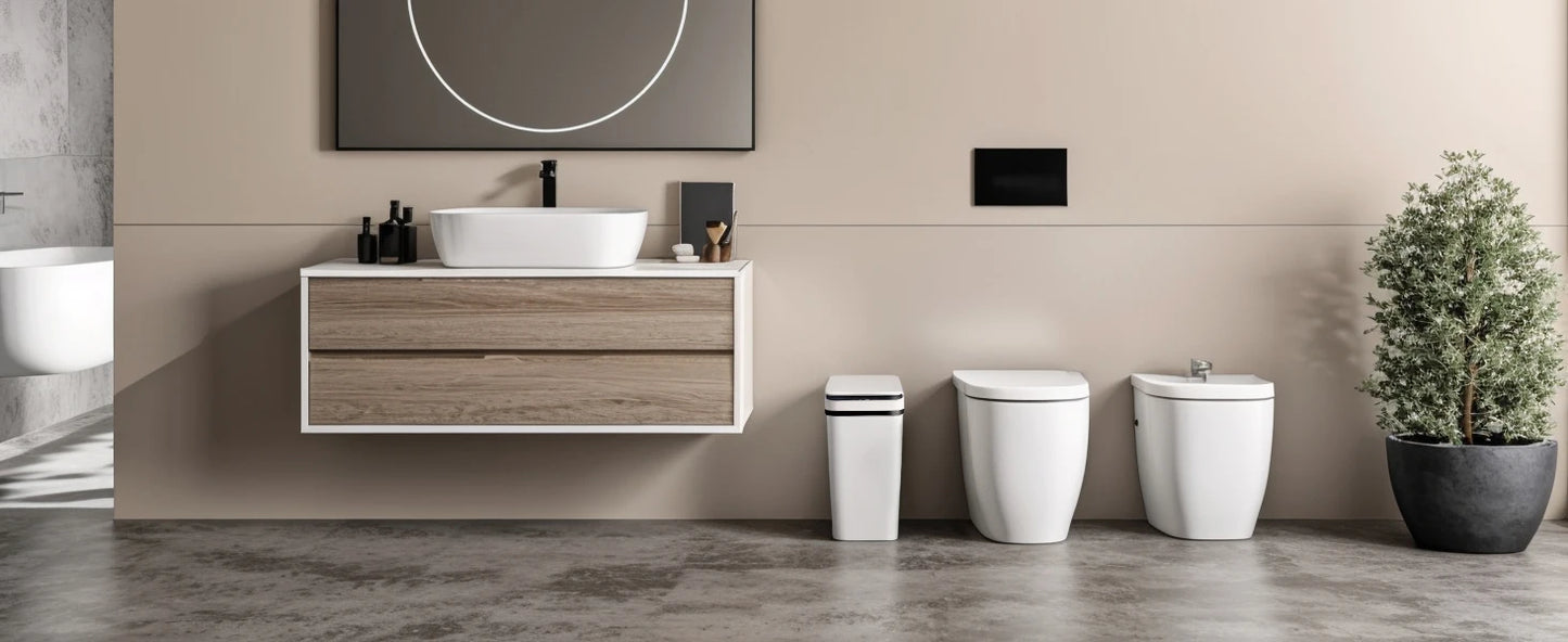 2 Pack 12L Bathroom Automatic Trash Cans White