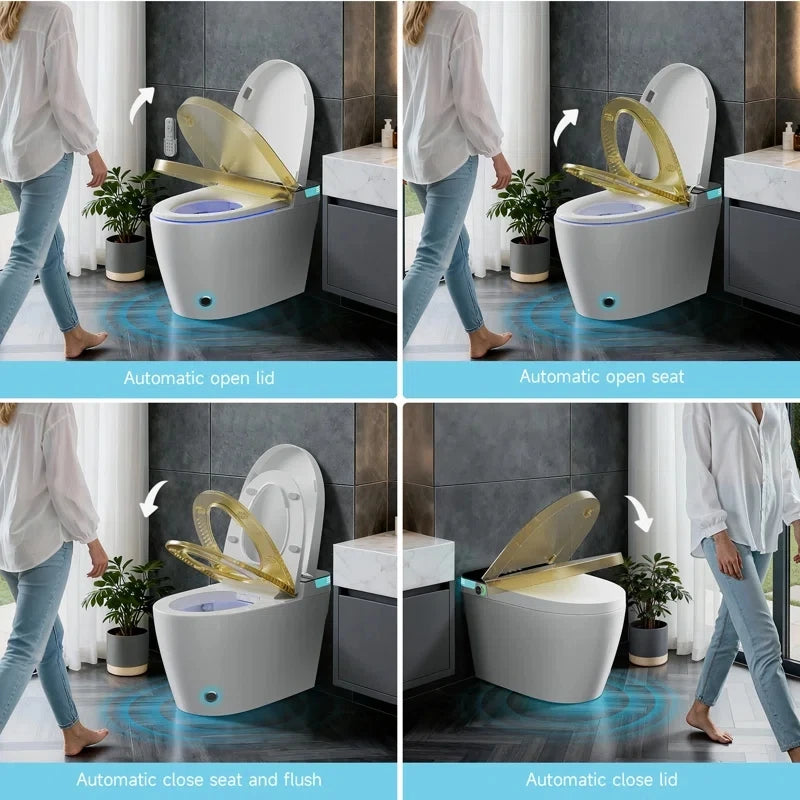 Smart Toilet with Tankless Bidet Heated Seat
