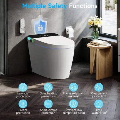 Smart Toilet with Tankless Bidet Heated Seat
