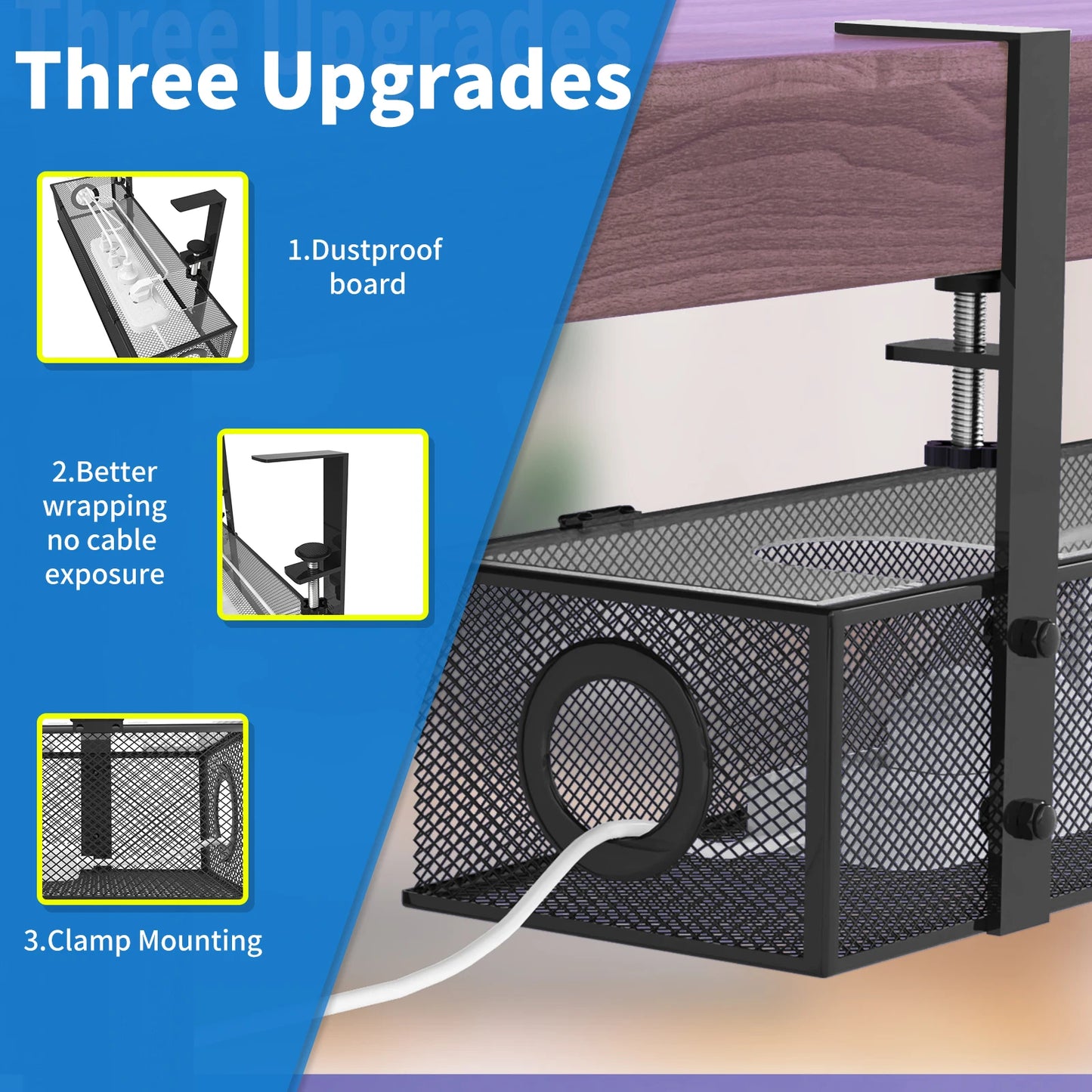 Under Desk Box Wire Management Cord Organizer