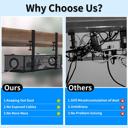 Under Desk Box Wire Management Cord Organizer