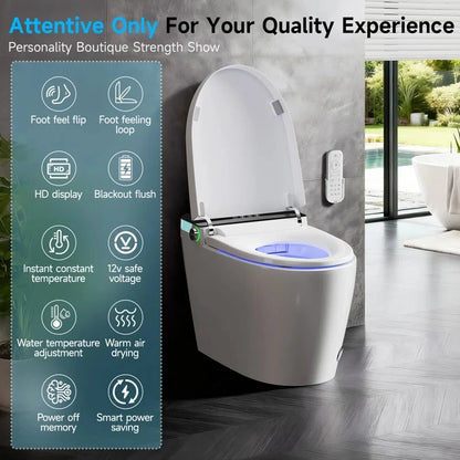 Smart Toilet with Tankless Bidet Heated Seat