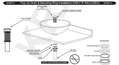 Tempered Glass Bathroom Vessel Sink with Waterfall