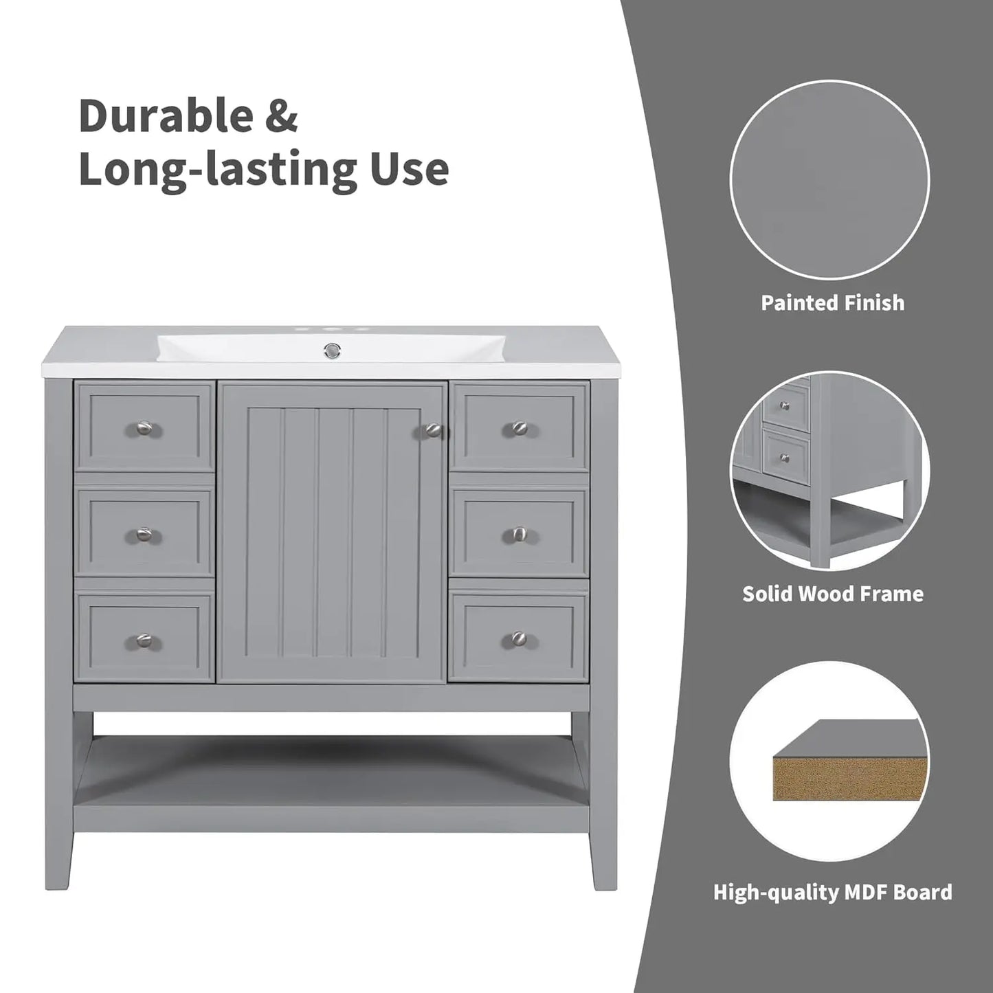 36" Bathroom Vanity Cabinet Sink Top Combo
