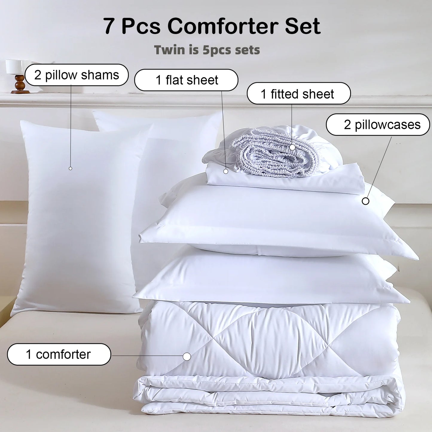 5pcs/7pcs Comforter Sheet Fitted Sleeping Sets