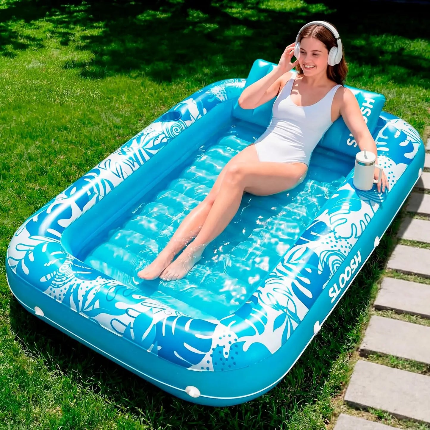 4 in 1 Suntan Tub Raft Floatie Inflatable Tanning Pool