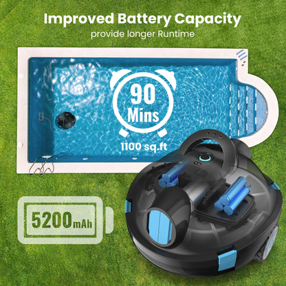 Cordless Robotic Pool Cleaner,90 Mins Runtime