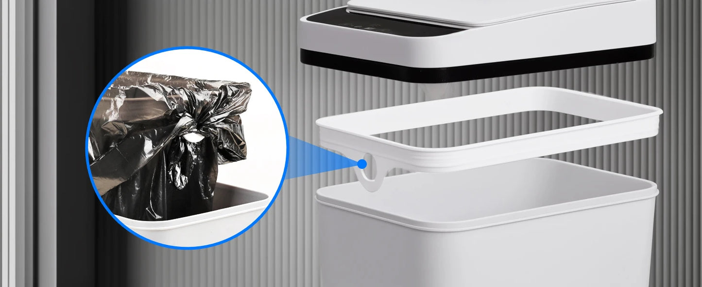 2 Pack 12L Bathroom Automatic Trash Cans White