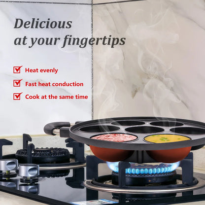 7 Hole Stove Top Cast Iron Cooking Pan