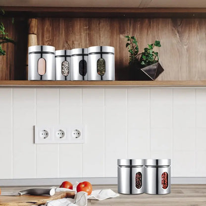 6 Pack Kitchen Canisters Set Airtight Stainless Steel