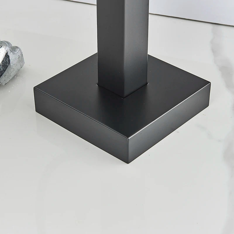 Matte Black Square Bathtub Shower Faucets Floor Standing Faucet Hot Cold Water Shower Mixer Tap Bathroom Waterfall Mixer
