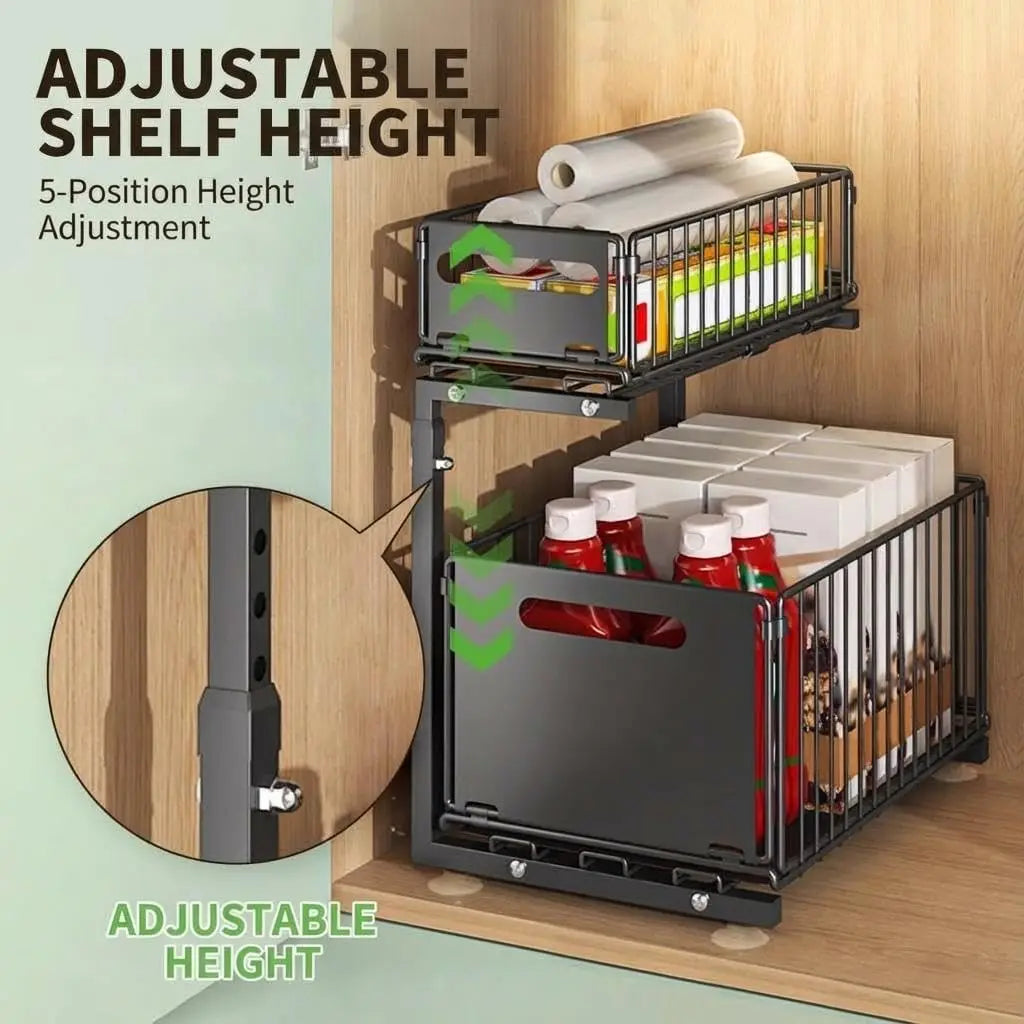 2-Tier Height Adjustable Under Basin Organizer