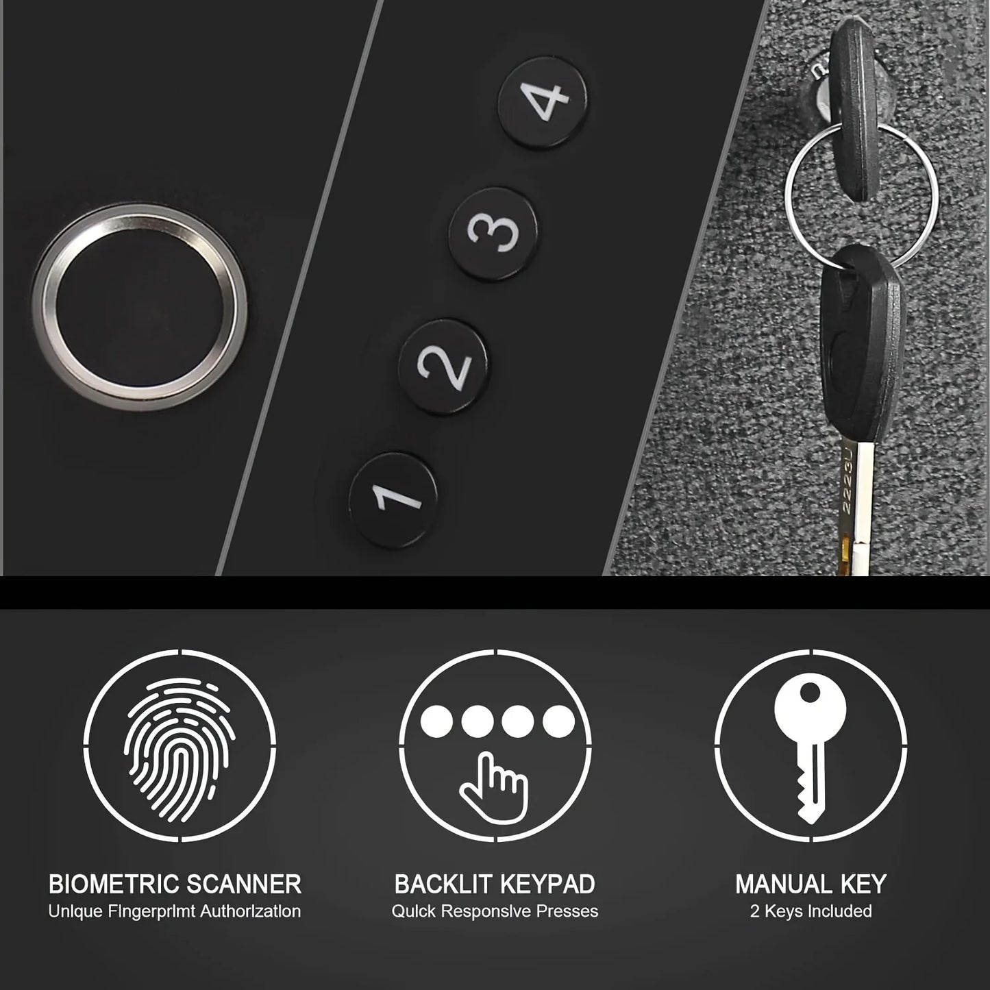 Biometric Slider Handgun Gun Safe For Nightstand
