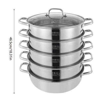 5 Tier  26/28/30/32cm Steamer With Glass Lid