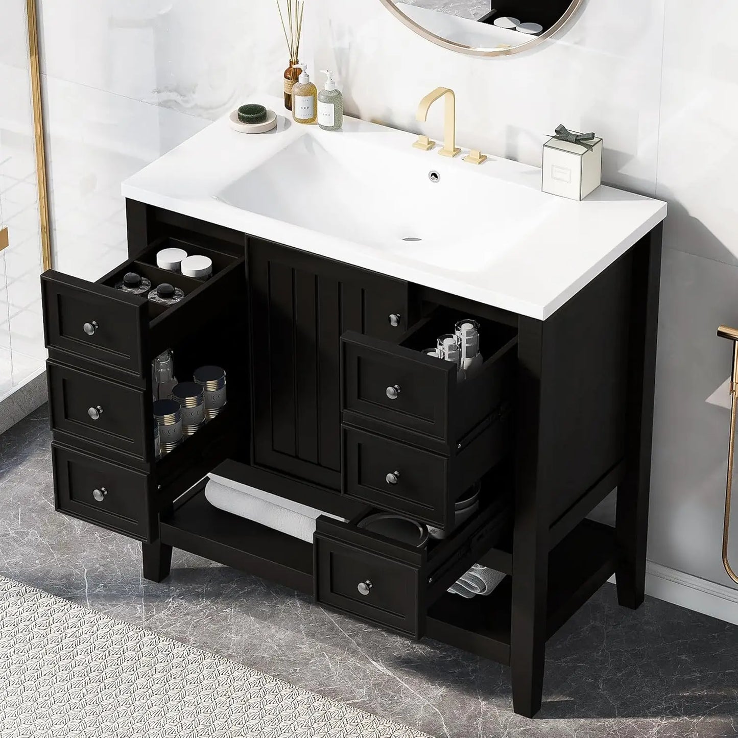 36" Bathroom Vanity Cabinet Sink Top Combo