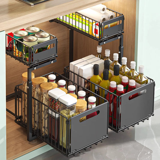 2-Tier Height Adjustable Under Basin Organizer