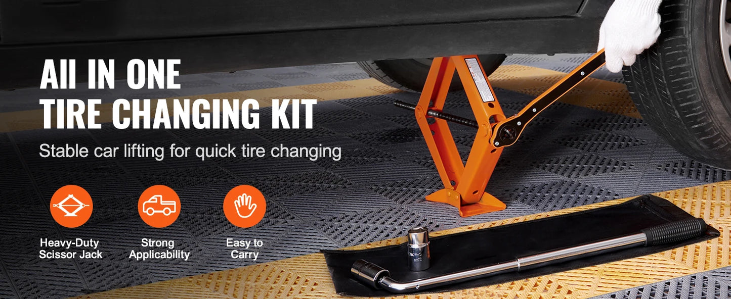 2.5 Ton/5512 lbs Scissor Jack 3.7"-17.1" Lift