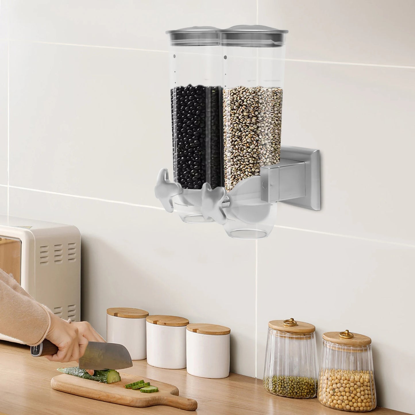 Wall Mount Dual-Bucket Food Storage Containers