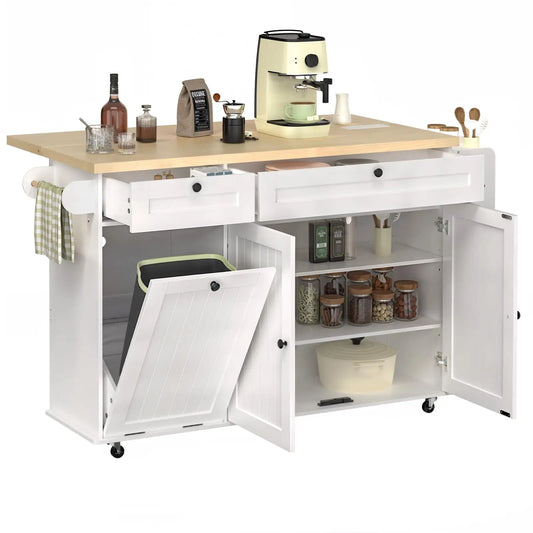60" Mobile Kitchen Island with drop leaf