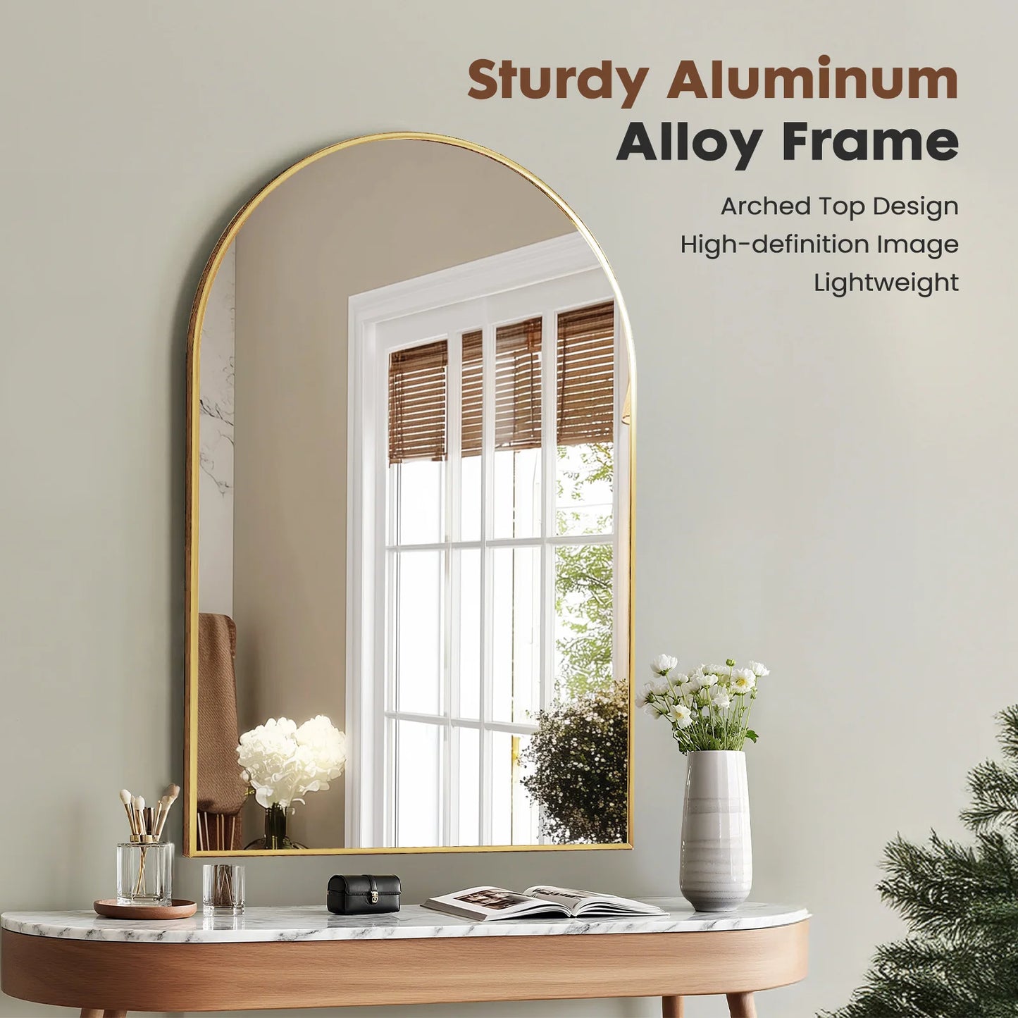 JHK 26"x38" Arched Metal Framed Mirrors