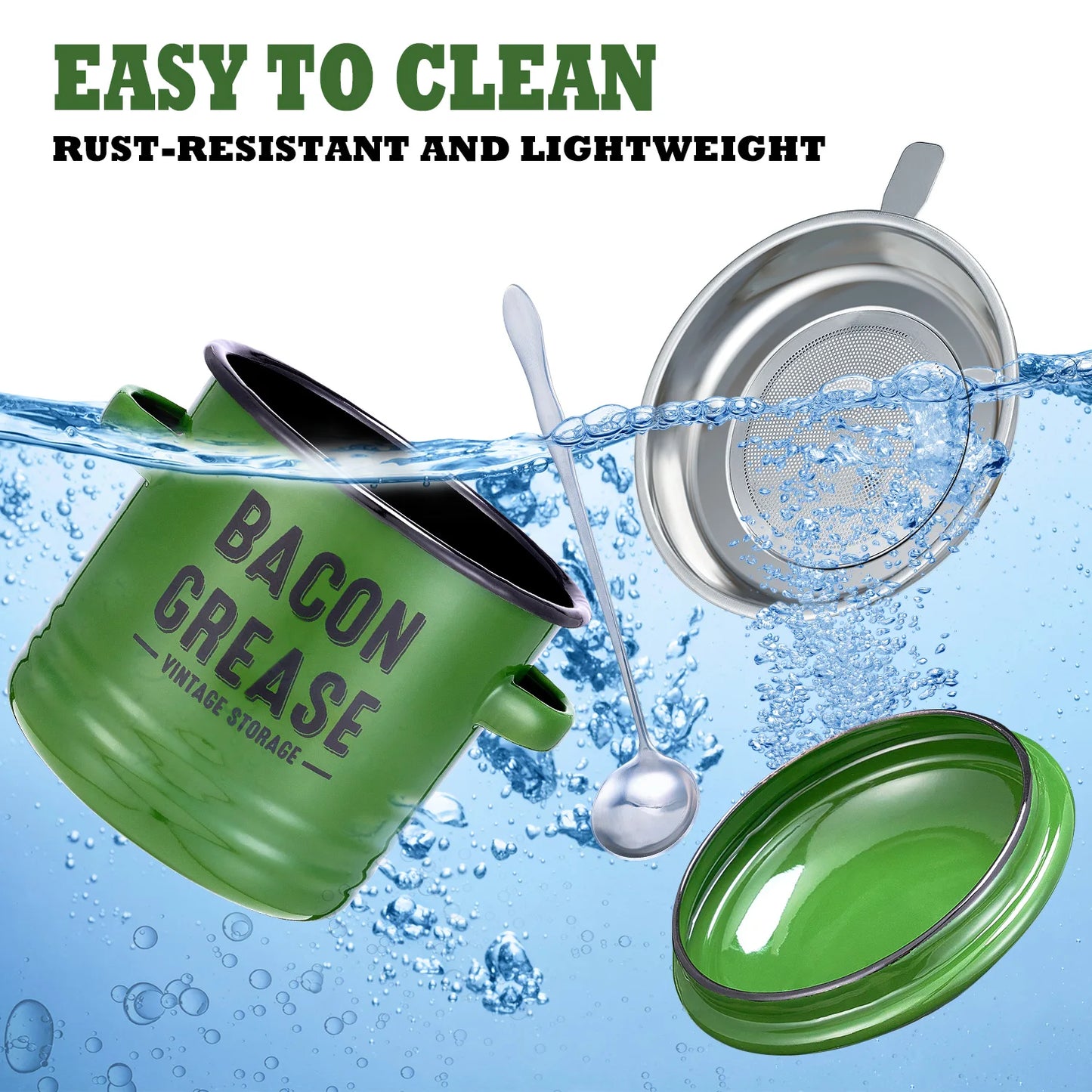 No Mess Bacon Grease Container with Strainer