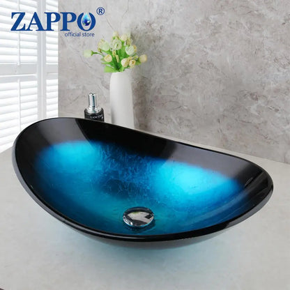 Tempered Glass Bathroom Vessel Sink with Waterfall