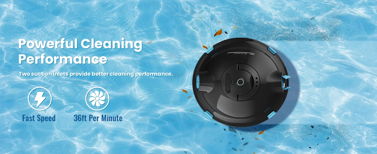 Cordless Robotic Pool Cleaner,90 Mins Runtime