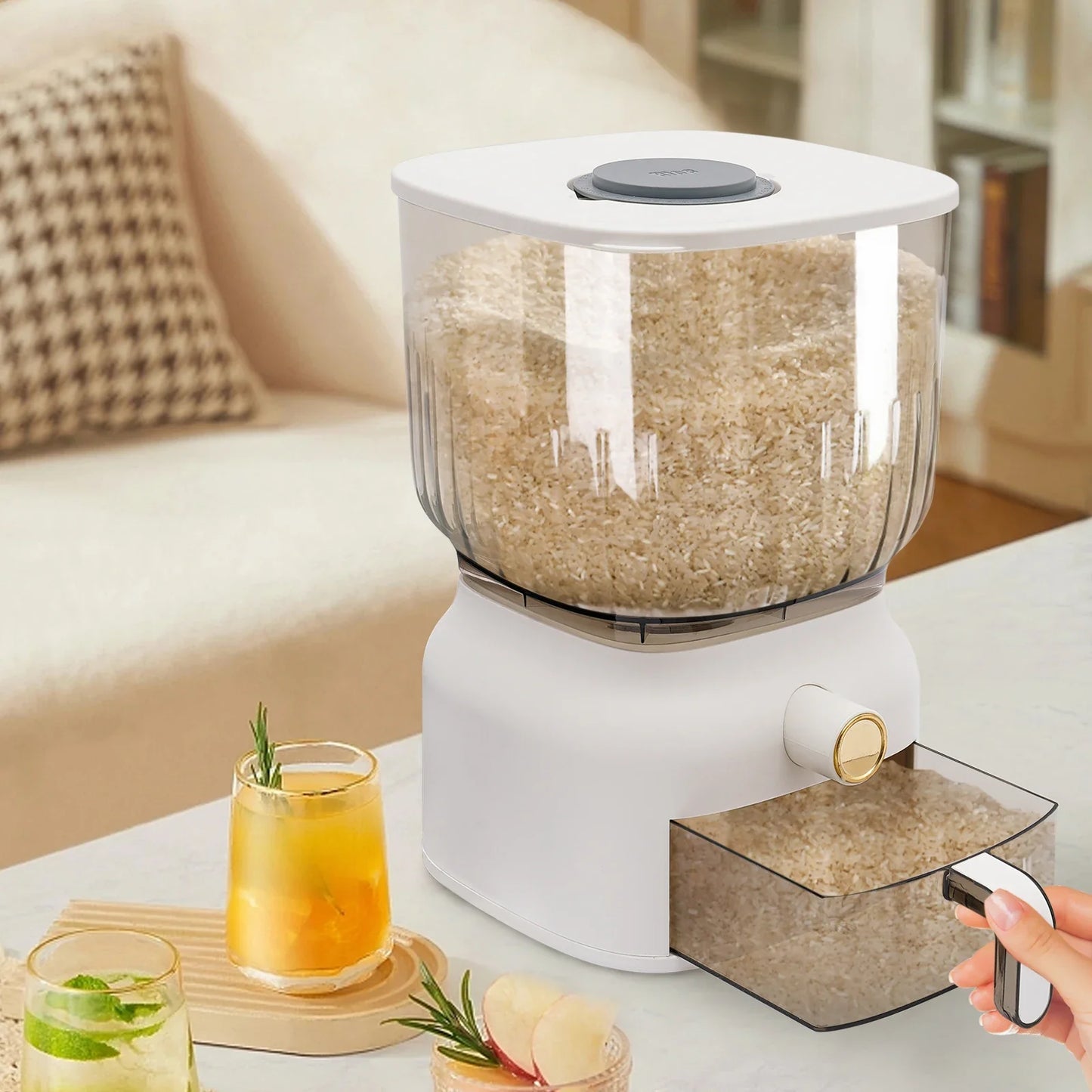 22Lb Rice Dispenser Large Sealed Grain Storage Container
