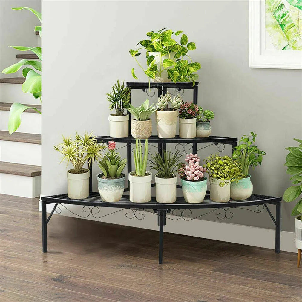 Indoor Outdoor Pot Plant Stand Garden Metal 3 Tier