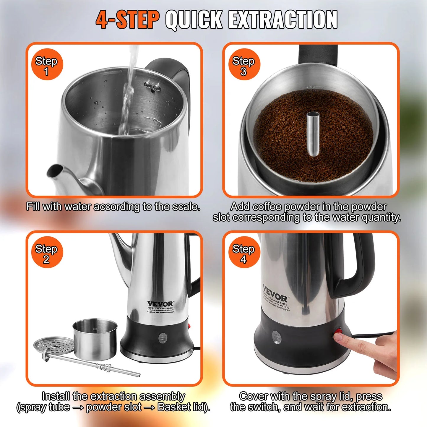 12-Cup Electric Coffee Pot Stainless Steel