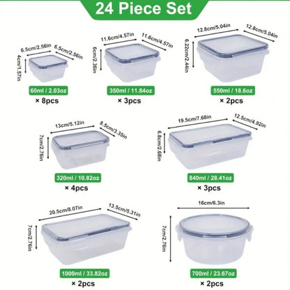 48Pcs Food Storage Set - 24 Airtight Containers/Lids