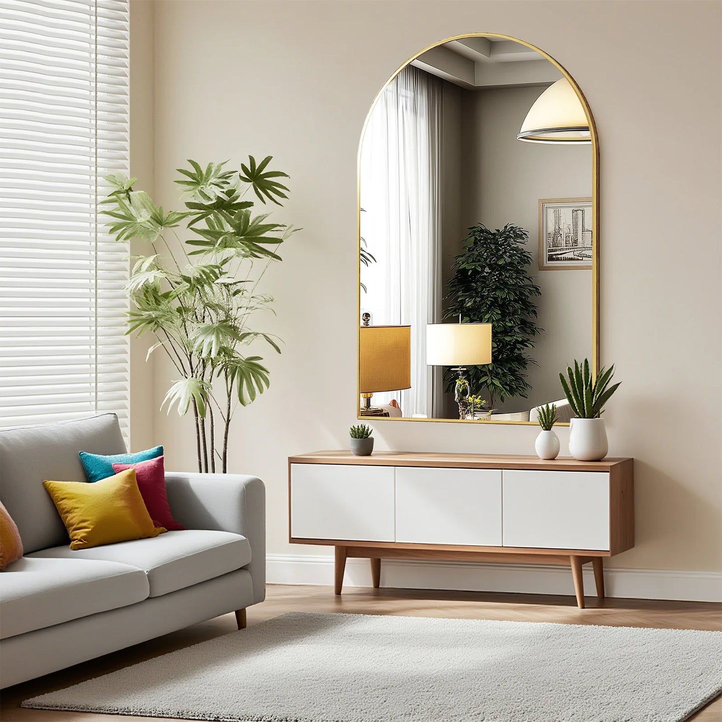 JHK 26"x38" Arched Metal Framed Mirrors