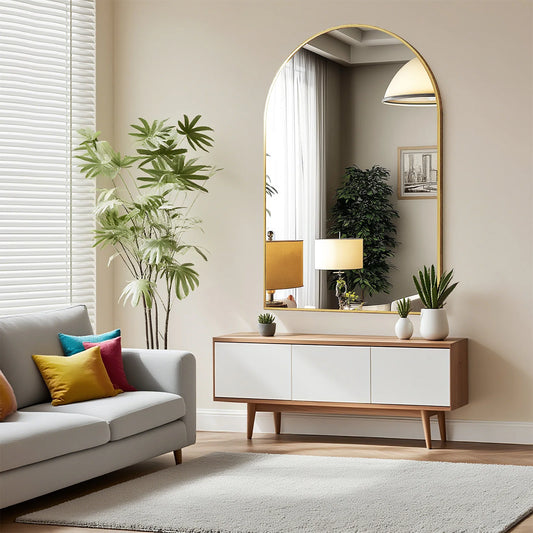 JHK 26"x38" Arched Metal Framed Mirrors