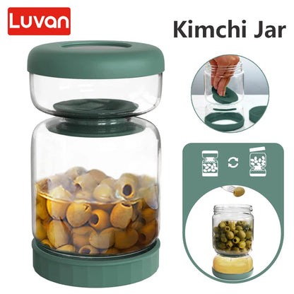 Glass Pickles Jar With Lids & Strainer