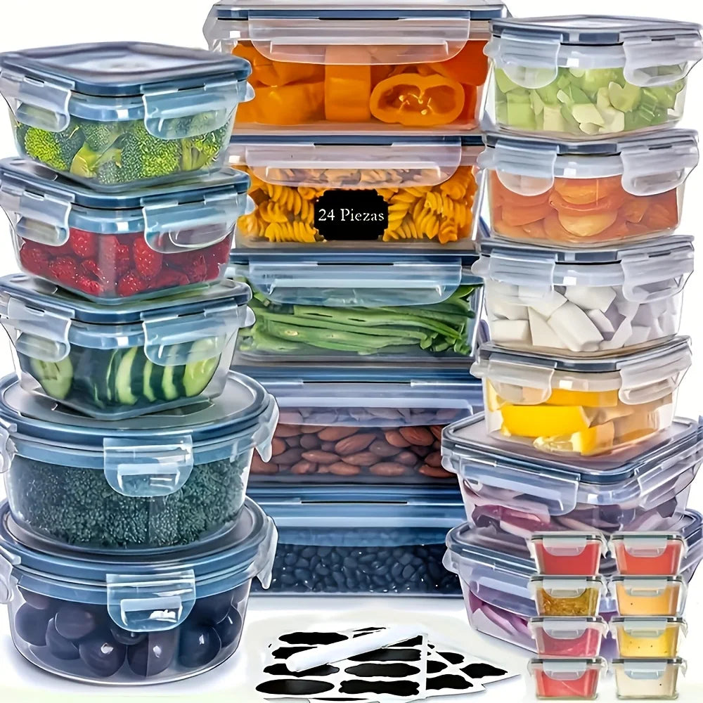 48Pcs Food Storage Set - 24 Airtight Containers/Lids