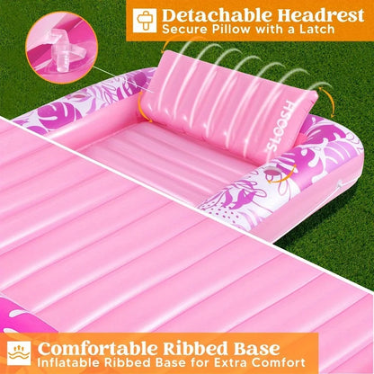 JOYFY Inflatable Tanning Pool Lounger Float 70" x 46"