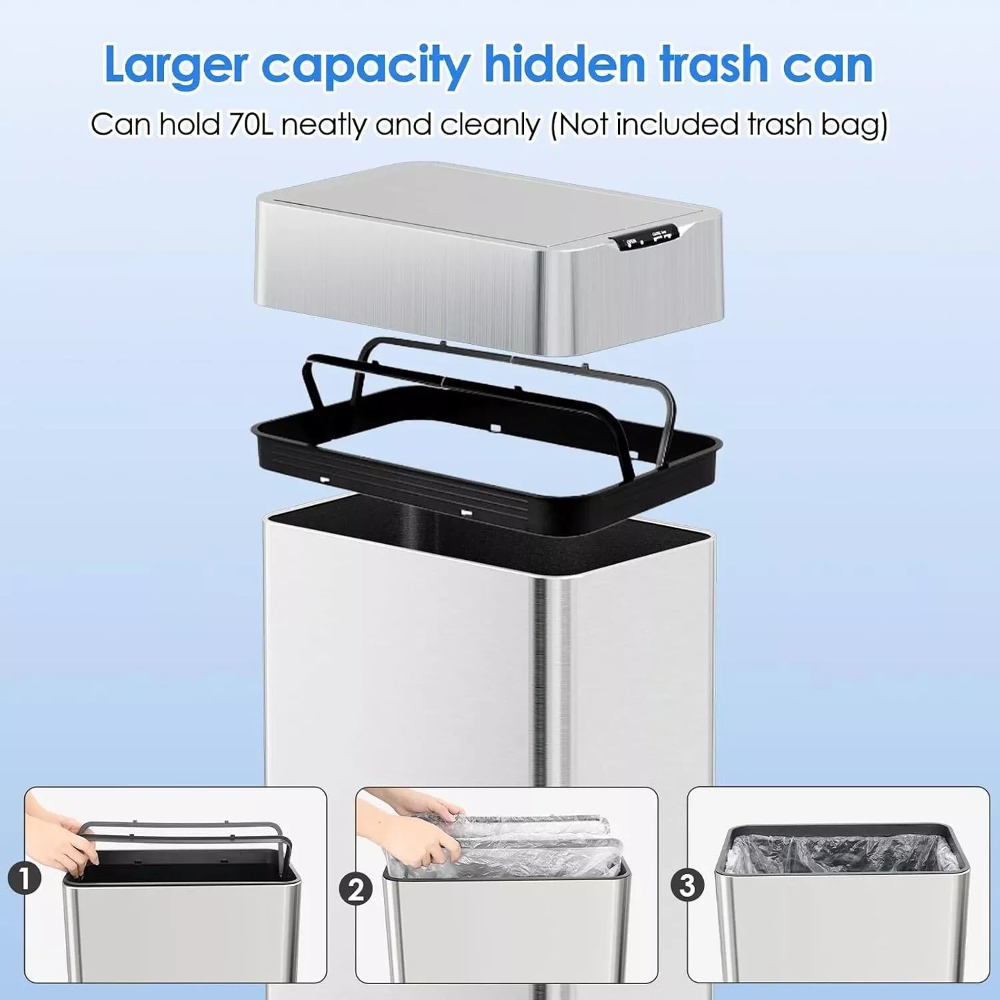 13.2-21.1Gal Motion Sensor Trash Can for Kitchen
