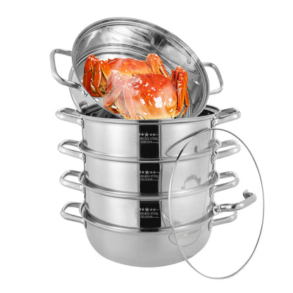 5 Tier  26/28/30/32cm Steamer With Glass Lid