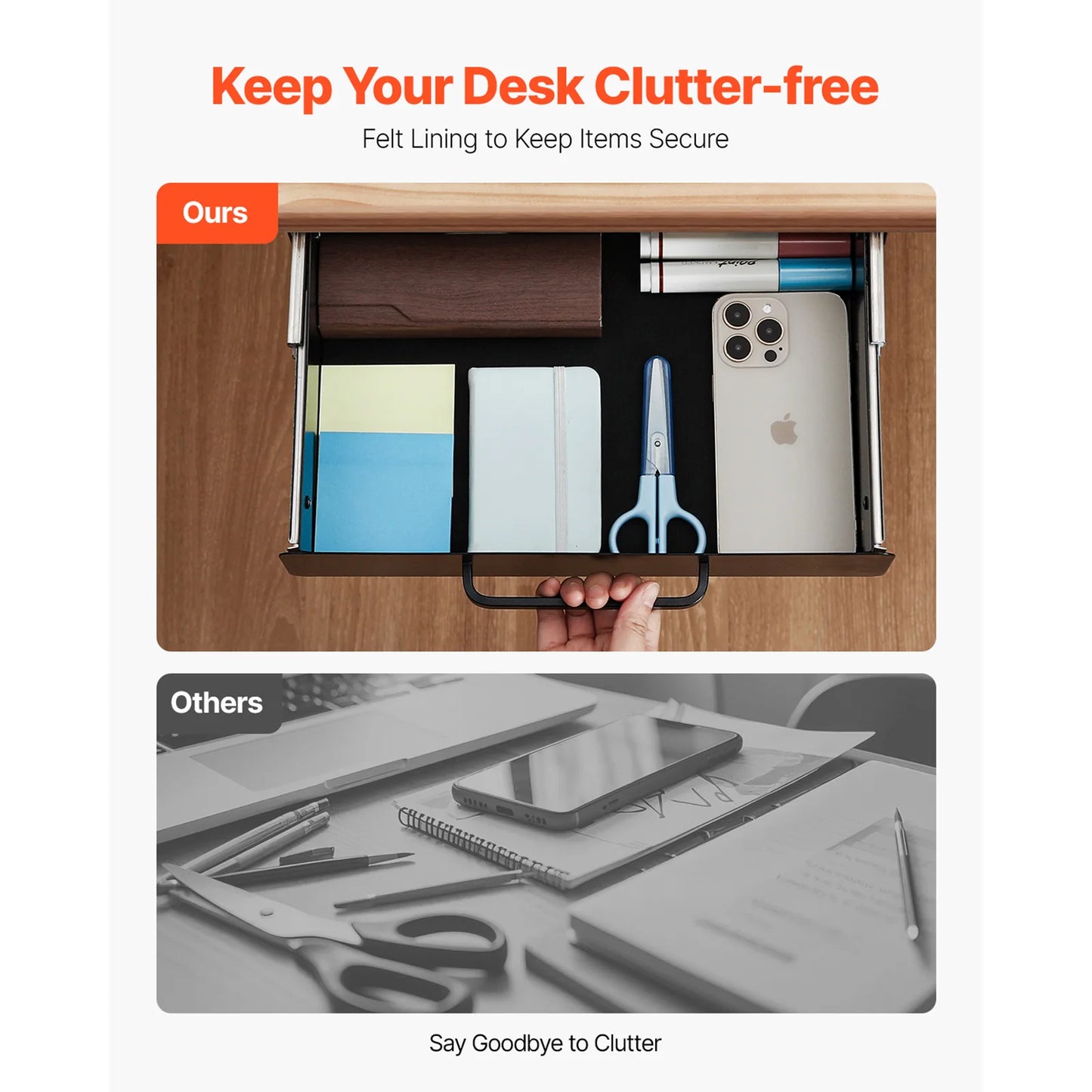 13in/22in Under Desk Slide Out Drawer