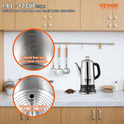 12-Cup Electric Coffee Pot Stainless Steel