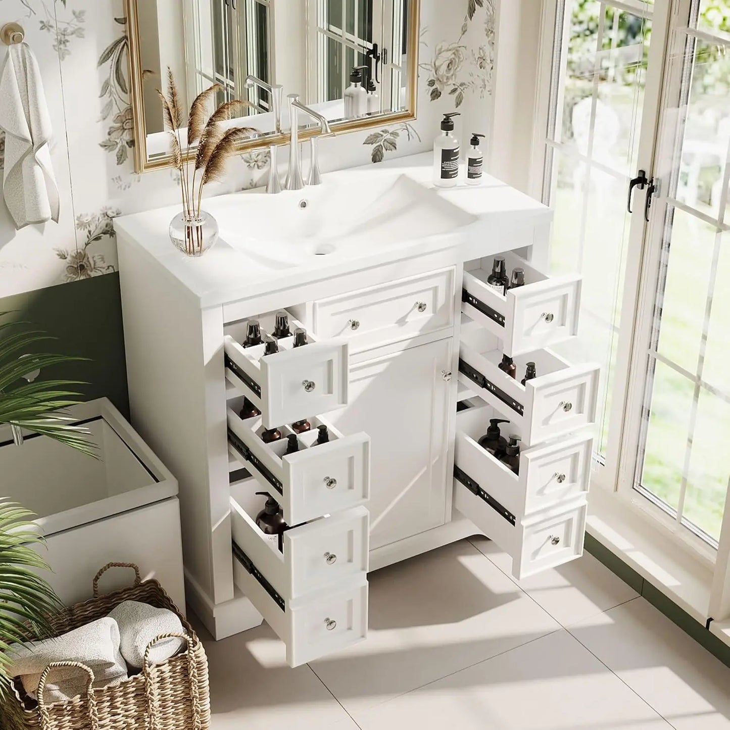 36" Bathroom Vanity Cabinet Sink Top Combo