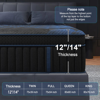 12" Gel Memory Foam Hybrid Pocket Spring Mattress