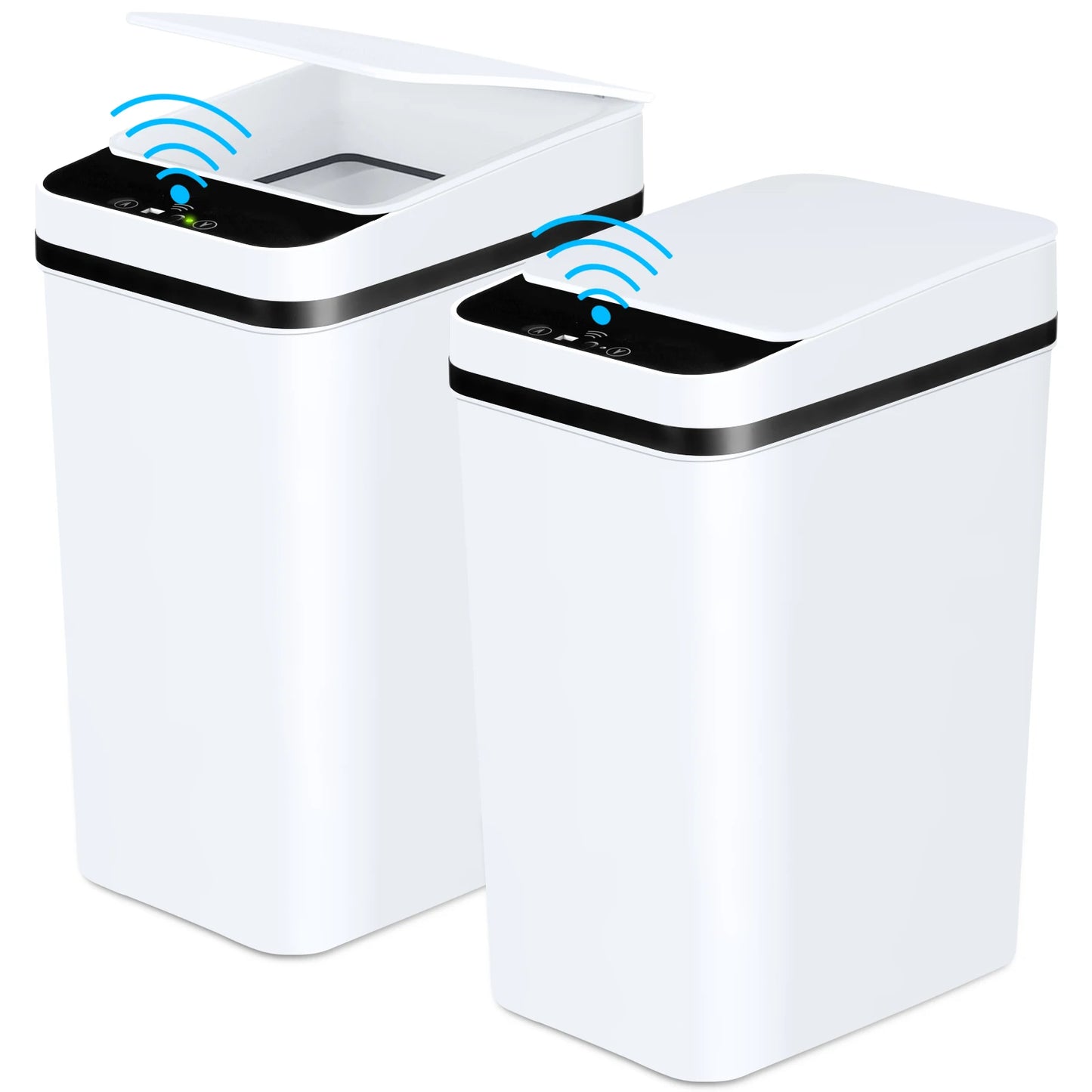 2 Pack 12L Bathroom Automatic Trash Cans White