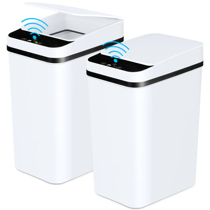 2 Pack 12L Bathroom Automatic Trash Cans White