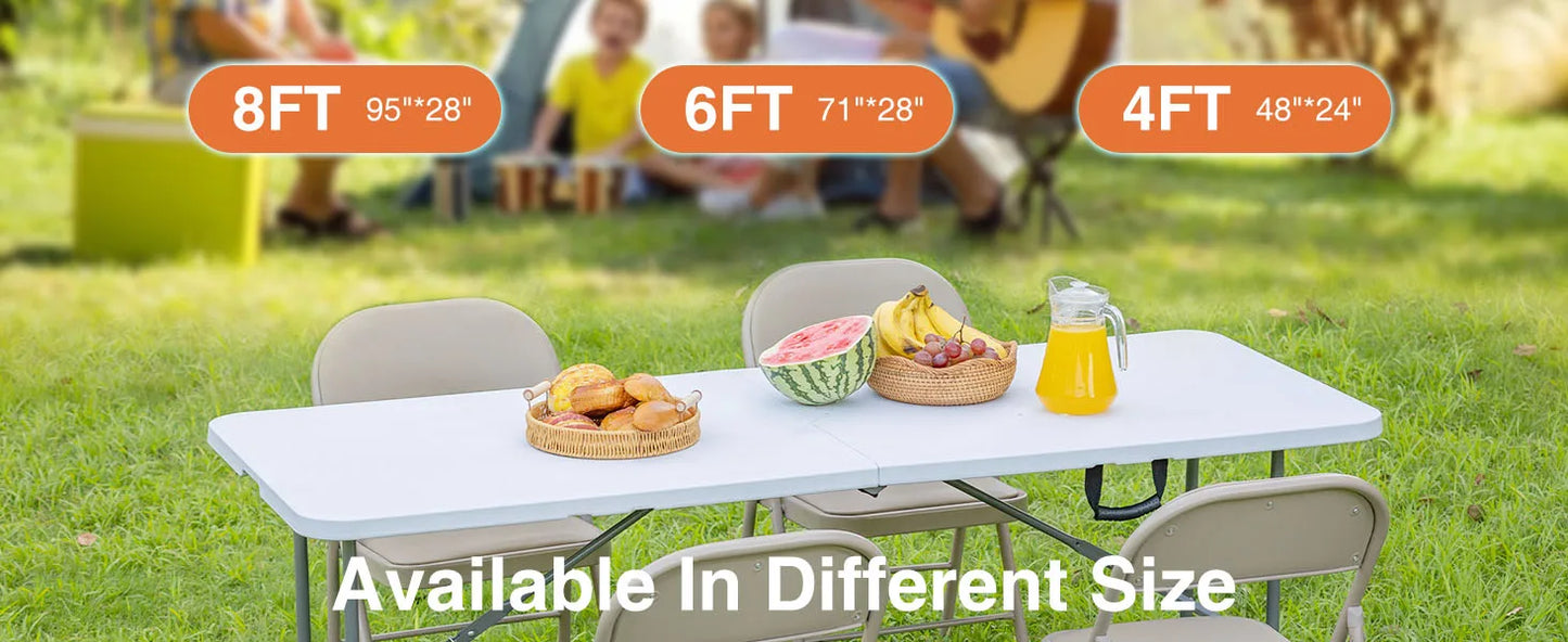 JHK Portable Folding Outdoor Indoor Table Heavy Duty Foldable Table with Carrying Handle Safety Lock For Camping Picnic Dining
