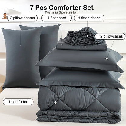 5pcs/7pcs Comforter Sheet Fitted Sleeping Sets