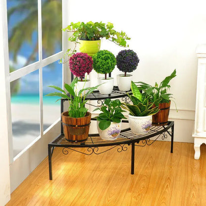 Indoor Outdoor Pot Plant Stand Garden Metal 3 Tier
